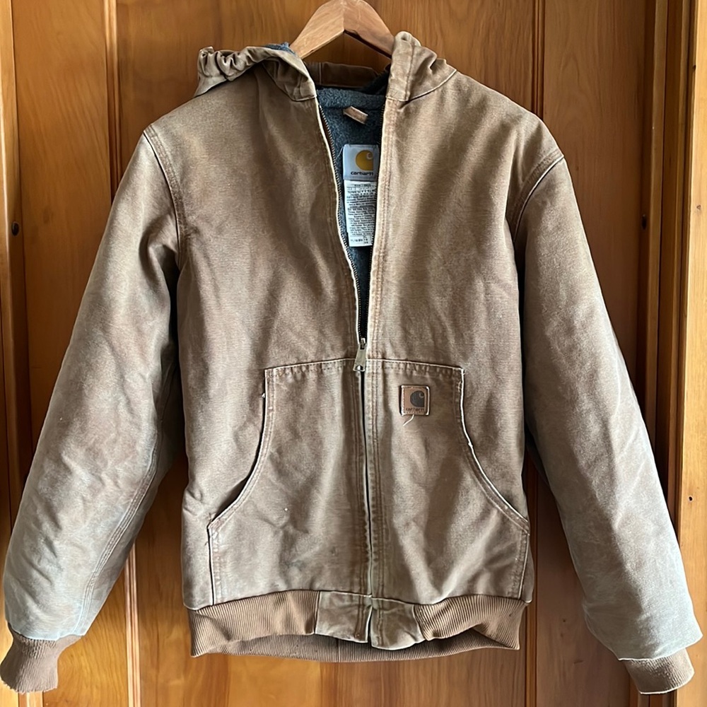 Vintage Carhartt Jacket Boy's Youth XL (14-16) YYJ159 Brown Hood Canvas